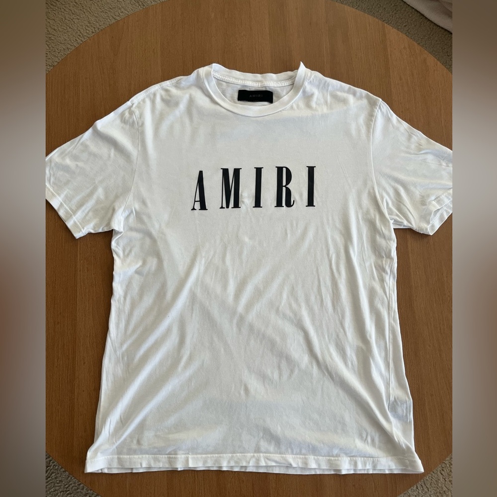 AMIRI Classic White Tee with Black Logo - Medium